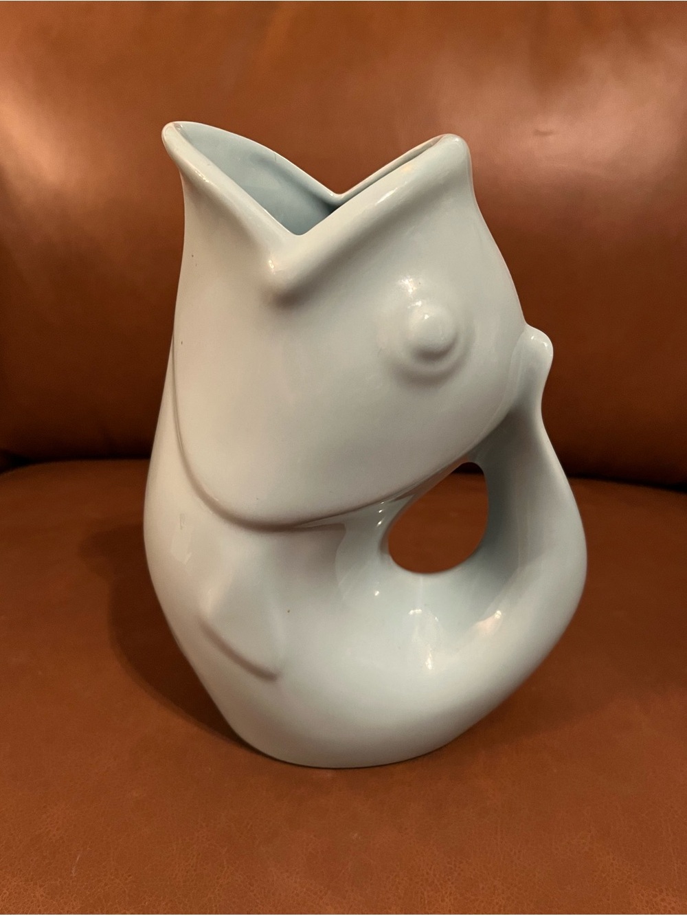 Gurgle Pot Original stoneware Pitcher in Light Aqua Blue